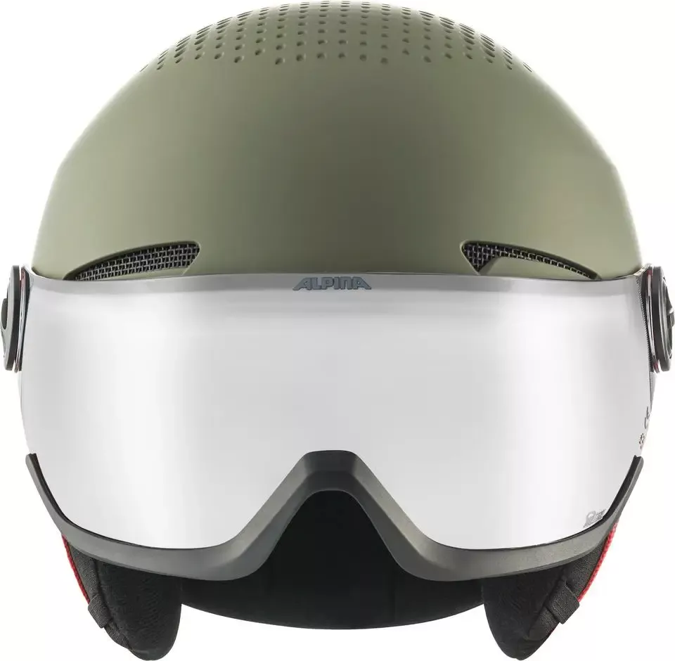 ALPINA Juniorská lyžiarska prilba ZUPO VISOR Q-LITE olive-red matt – orange-silver - M (51-55 cm)