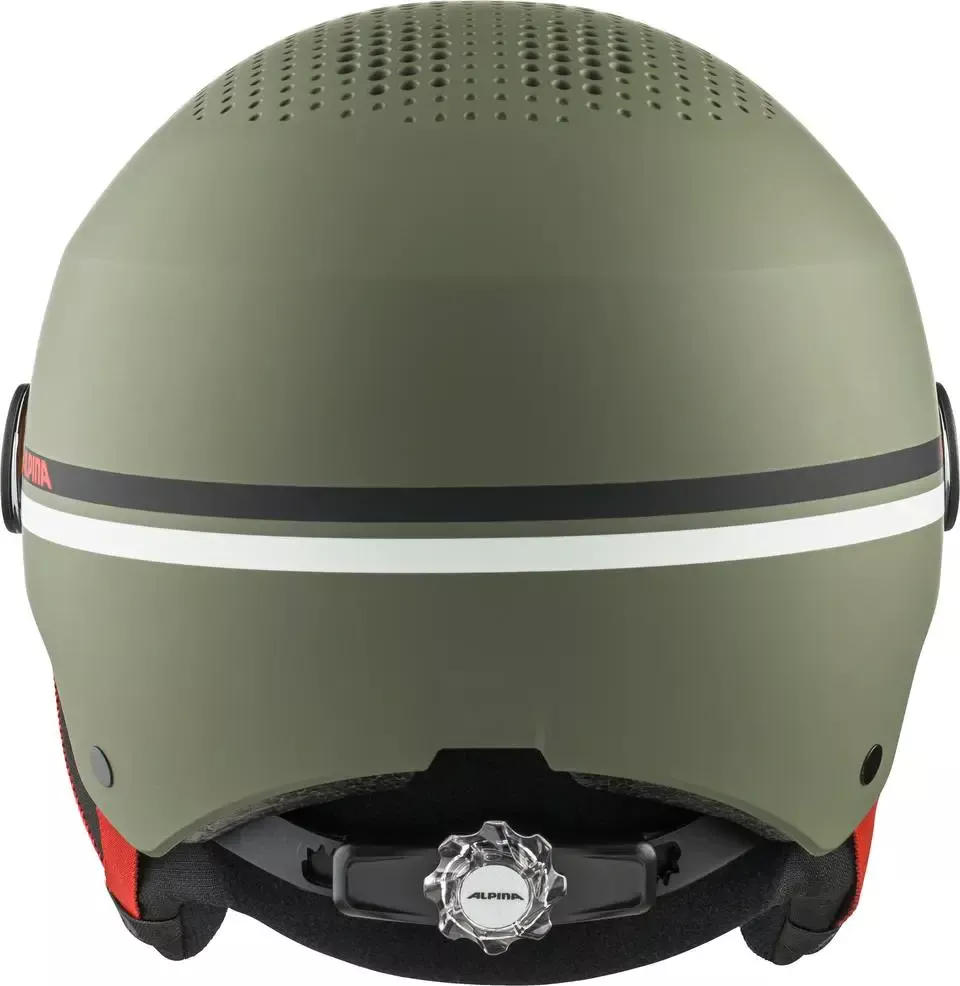 ALPINA Juniorská lyžiarska prilba ZUPO VISOR Q-LITE olive-red matt – orange-silver - M (51-55 cm)